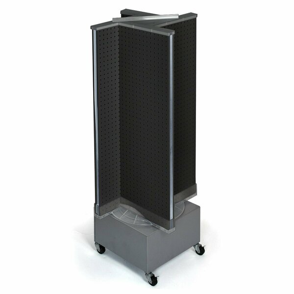 Azar Displays Pinwheel Pegboard Floor Display on Revolving Wheeled Base. Spinner Rack Stand. 700445-BLK